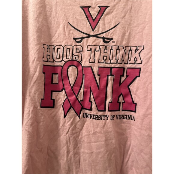 Anvil Men's T-Shirt HOOS THINK PINK UNIVERSITY OF VIRGINIA Pink Size M - Picture 7 of 13